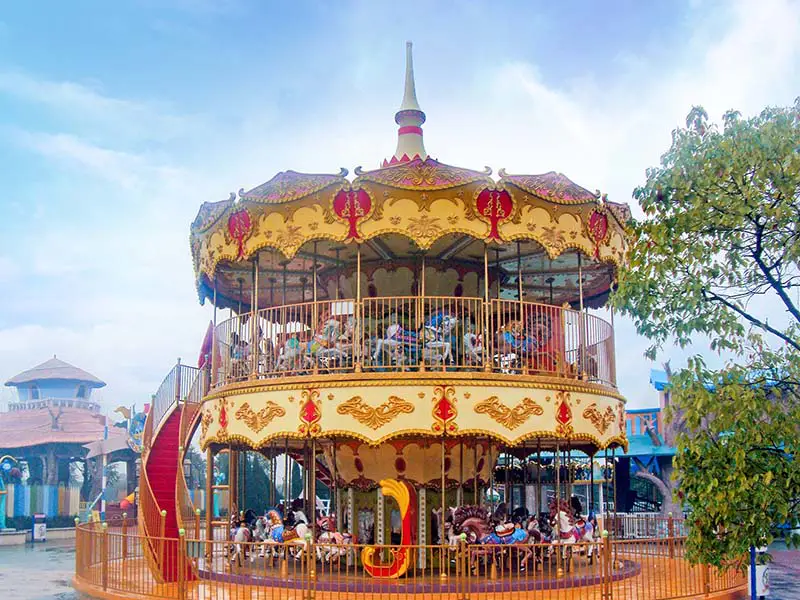 Double Merry Go Round Rides Amusement Park Carousel DW-68A